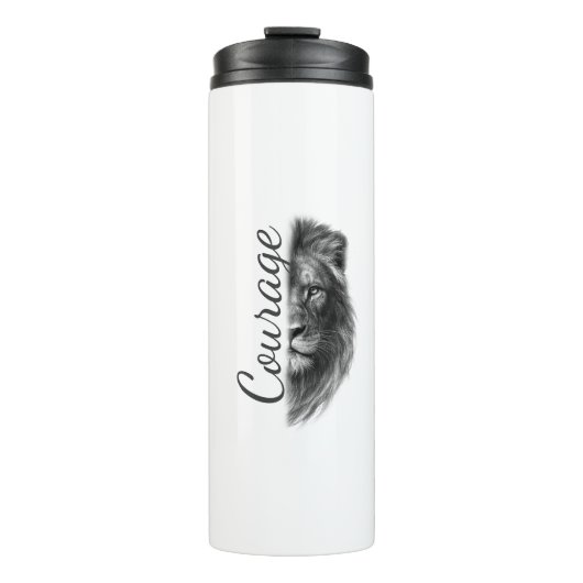 Courage Lion Artistic Minimal Tee-Thermal Tumbler Thermosbecher (Vorderseite)
