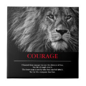 Courage Lion Motivierend Inspiration Fliese (Vorderseite)