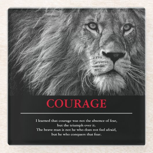 Courage Lion Motivierend Inspiration Glasuntersetzer (Vorderseite)