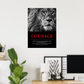 Courage Lion Motivierend Inspiration Poster (Heimbüro)