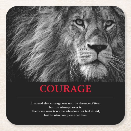 Courage Lion Motivierend Inspiration Rechteckiger Pappuntersetzer (Vorderseite)