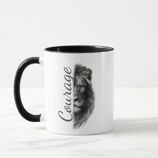 Courage Löwe Künstlerisch Minimal- Tasse (Links)