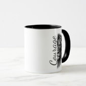 Courage Löwe Künstlerisch Minimal- Tasse (VorderseiteRechts)