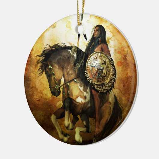Courage Native American Warrior Keramik Ornament (Links)