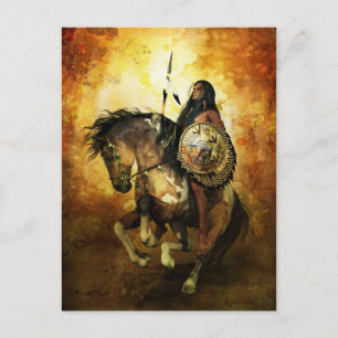 Courage Native American Warrior Postkarte