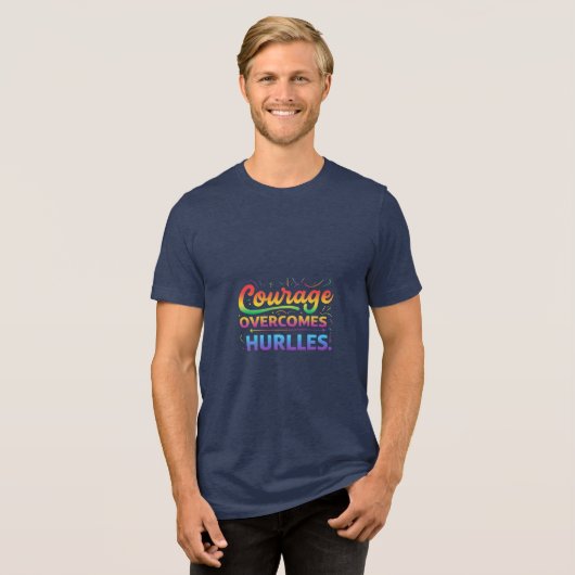 Courage Overcomes Hurdles Tri-Blend Shirt (Vorderseite voll)