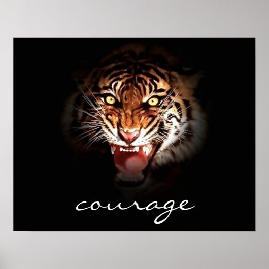 Courage Roaring Tiger in Shadow Poster Print (Vorne)