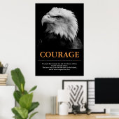 Courage Schwarz-weiß Adler Motivierend Inspiration Poster (Heimbüro)