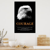 Courage Schwarz-weiß Adler Motivierend Inspiration Poster (Küche)