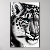 Courage Snow leopard mit blauem Auge Poster (Vorne)