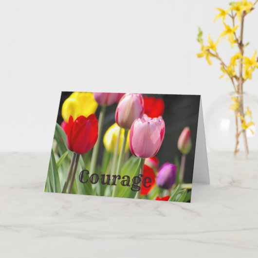 Courage Tulips für Ermutigung Karte (Gelbe Blume)