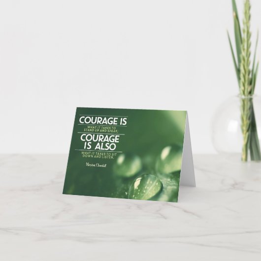 "Courage" Winston Churchill Inspiration Zitat Dankeskarte (Vorderseite)
