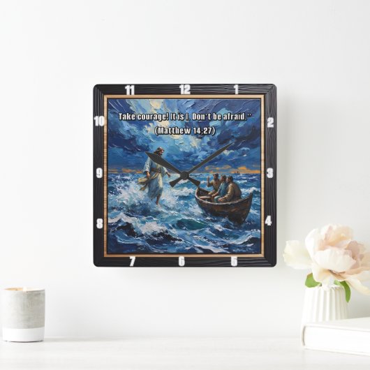 Courageous Faith: Walk on Water Quadratische Wanduhr (Zuhause)