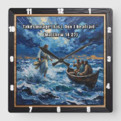 Courageous Faith: Walk on Water Quadratische Wanduhr (Vorderseite)