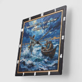 Courageous Faith: Walk on Water Quadratische Wanduhr (Winkel)