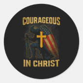 Courageous In Christ Knight Cross Patriotic Usa Fl Runder Aufkleber (Vorderseite)