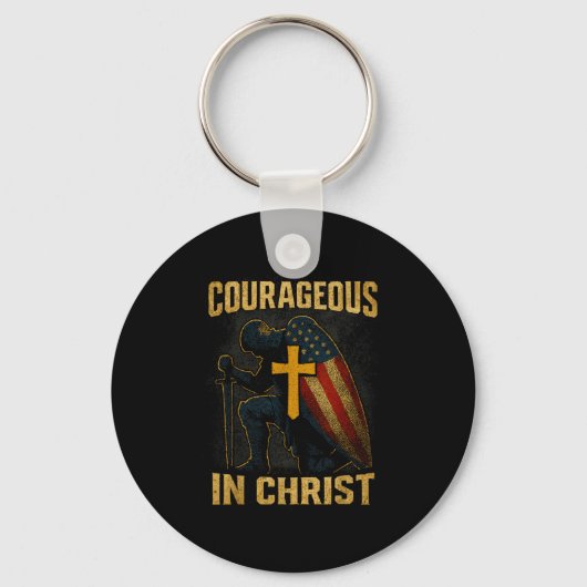 Courageous In Christ Knight Cross Patriotic Usa Fl Schlüsselanhänger (Vorderseite)