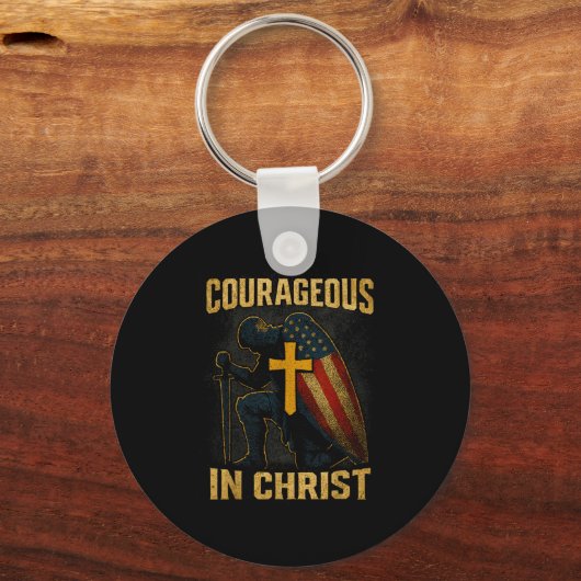 Courageous In Christ Knight Cross Patriotic Usa Fl Schlüsselanhänger (Vorderseite)