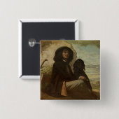 Courbet mit seinem Schwarzen Hund, 1842 Button (Vorne & Hinten)