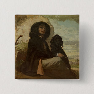 Courbet mit seinem Schwarzen Hund, 1842 Button