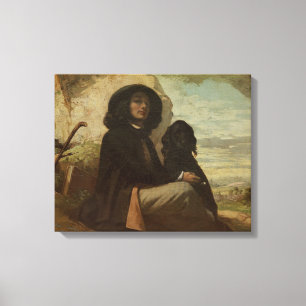 Courbet mit seinem Schwarzen Hund, 1842 Leinwanddruck