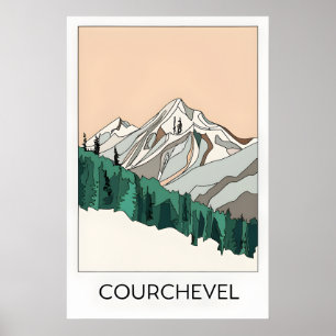 Courchevel Alpen Skigebiet Vintage Kunstposter Poster