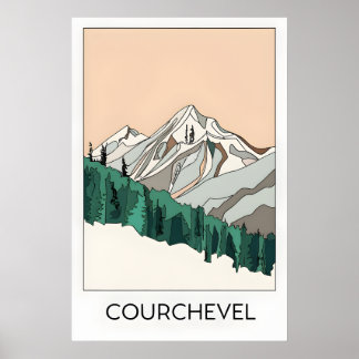 Courchevel Alpen Skigebiet Vintage Kunstposter Poster