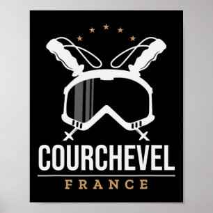 Courchevel France Ski Resort Vintag Skigebiet Snow Poster