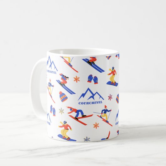 Courchevel France Ski Snowboard Pattern Kaffeetasse (Vorderseite Links)
