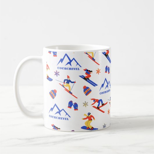 Courchevel France Ski Snowboard Pattern Kaffeetasse (Links)