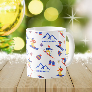 Courchevel France Ski Snowboard Pattern Kaffeetasse