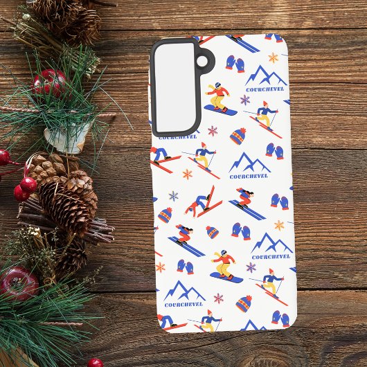Courchevel France Ski Snowboard Pattern Samsung Galaxy Hülle