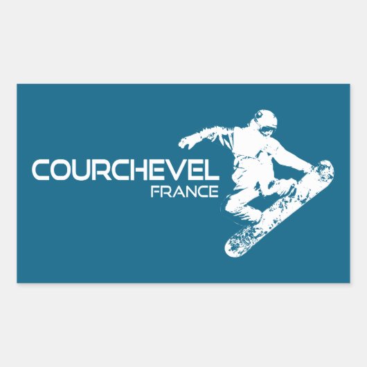 Courchevel France Snowboarder Rechteckiger Aufkleber (Vorderseite)