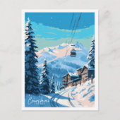 Courchevel France Vintage Reise Illustration Postkarte (Vorderseite)