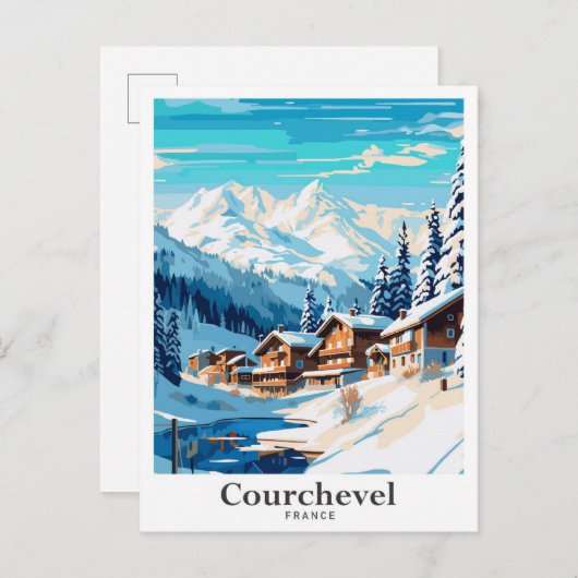 Courchevel Frankreich Art Vintage Postkarte (Vorne/Hinten)