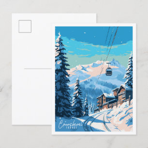 Courchevel Frankreich vintage Reiseillustration Postkarte