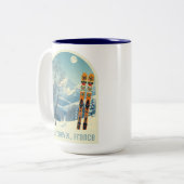 Courchevel les trois Vallées souvenir Zweifarbige Tasse (Vorderseite Links)
