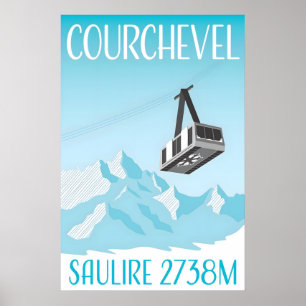 Courchevel Minimalistisches Skiresort Reiseplakat Poster