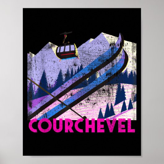 Courchevel ski - vintage style courchevel skiing poster (Vorne)