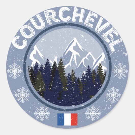 Courchevel Skistation Runder Aufkleber (Vorderseite)