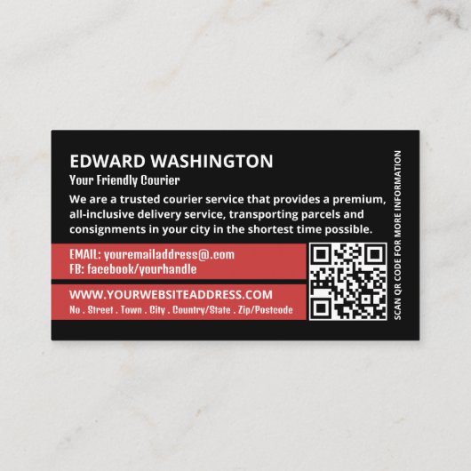 Courier Moped Design, Kurierdienst Visitenkarte (Rückseite)