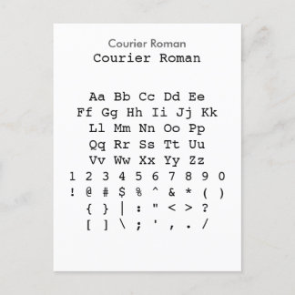 Courier Roman - Zazzle Schriftart Sampler Sheet Postkarte