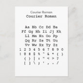 Courier Roman - Zazzle Schriftart Sampler Sheet Postkarte (Vorderseite)