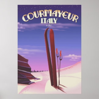 Courmayeur Italien Ski Poster