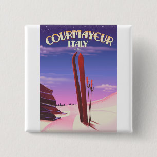 Courmayeur italienisches Skiplakat Button