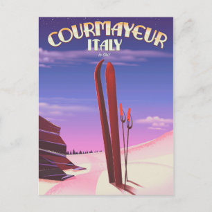 Courmayeur italienisches Skiplakat Postkarte