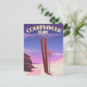 Courmayeur Italienisches Skiposter Postkarte (Stehend Vorderseite)