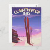 Courmayeur Italienisches Skiposter Postkarte (Vorne/Hinten)
