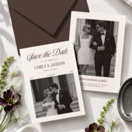 Court Brown Wedding Save the Date Photo Einladung
