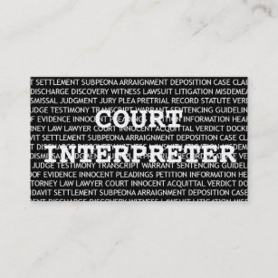 Court Interpreter Words Business Card Visitenkarte